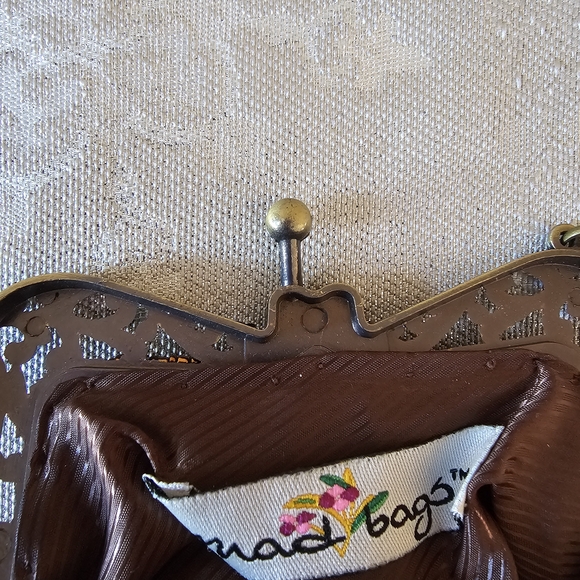 Brown Beaded Evening Bag Clutch Crossbody Detachable Strap Bridal Party Festival - Picture 7 of 10